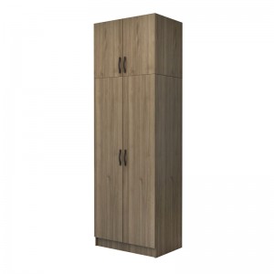 Ντουλάπα ρούχων Vivian δίφυλλη με πατάρι χρώμα καρυδί 80x51,8x240εκ.