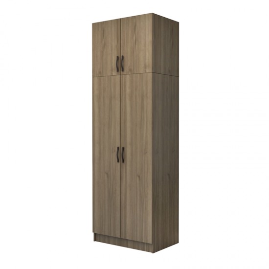 Ντουλάπα ρούχων Vivian δίφυλλη με πατάρι χρώμα καρυδί 80x51,8x240εκ.