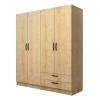 Ντουλάπα ρούχων Vivian τετράφυλλη με συρτάρια χρώμα φυσικό οξιάς 160x51,8x181εκ.