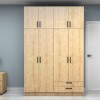Ντουλάπα ρούχων Vivian τετράφυλλη με πατάρι και συρτάρια χρώμα φυσικό οξιάς 160x51,8x240εκ.