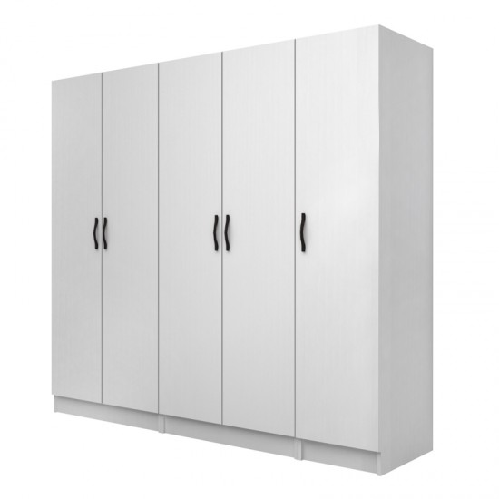 Ντουλάπα ρούχων Vivian πεντάφυλλη χρώμα λευκό 200x51,8x181εκ.