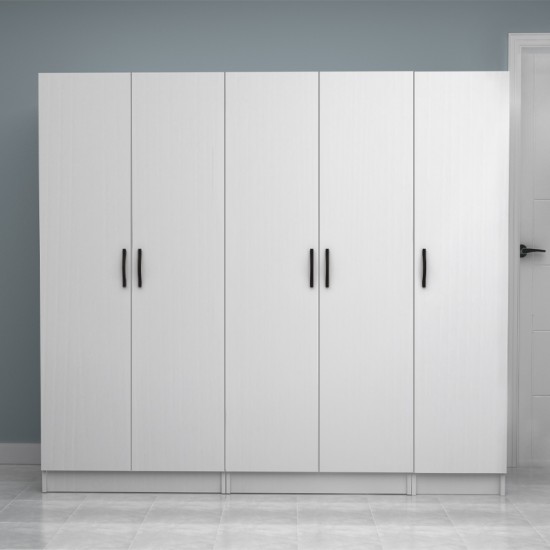 Ντουλάπα ρούχων Vivian πεντάφυλλη χρώμα λευκό 200x51,8x181εκ.