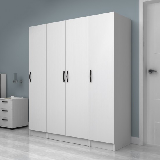 Ντουλάπα ρούχων Vivian τετράφυλλη χρώμα λευκό 160x51,8x181εκ.