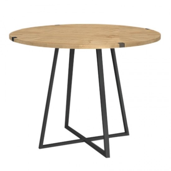 Σετ τραπεζαρία 5τμχ Rubes - Bianca χρώμα φυσικό οξιάς - ανοιχτό μπεζ Ø100x78εκ.