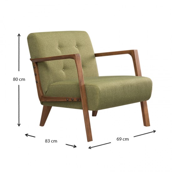 Πολυθρόνα Kemer υφασμάτινη χρώμα πράσινο 69x83x80εκ.