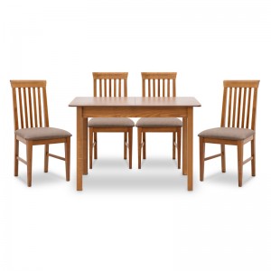 Σετ τραπεζαρίας Bergen-Francis 5 τμχ μασίφ ξύλο-MDF με επεκτεινόμενο τραπέζι 120/150x68x77εκ.