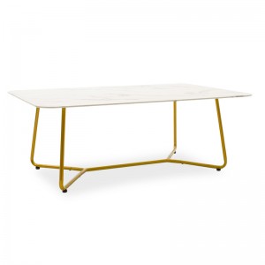 Τραπέζι σαλονιού Paris γυαλί 8mm σχέδιο μαρμάρου-χρυσό 120x80x45εκ