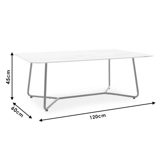 Τραπέζι σαλονιού Paris γυαλί 8mm σχέδιο μαρμάρου-χρυσό 120x80x45εκ