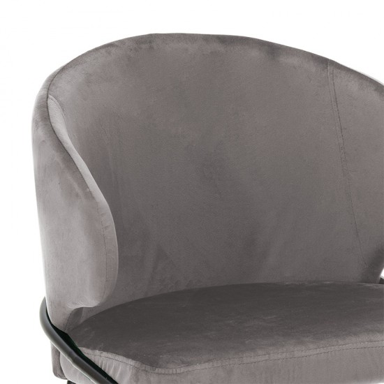 Καρέκλα Nalu βελούδο γκρι-μαύρο χρυσό πόδι