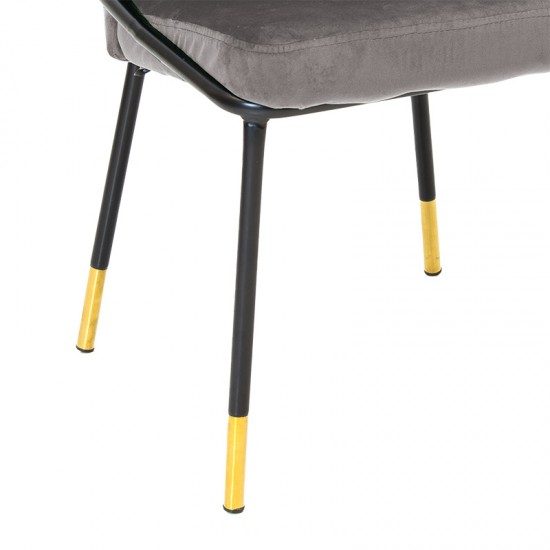 Καρέκλα Nalu βελούδο γκρι-μαύρο χρυσό πόδι