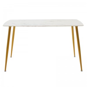 Τραπέζι Paris οβάλ γυαλί 8mm λευκό μαρμάρου-χρυσό 150x80x75εκ