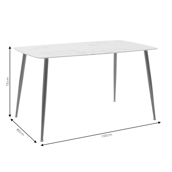 Τραπέζι Paris οβάλ γυαλί 8mm λευκό μαρμάρου-χρυσό 150x80x75εκ