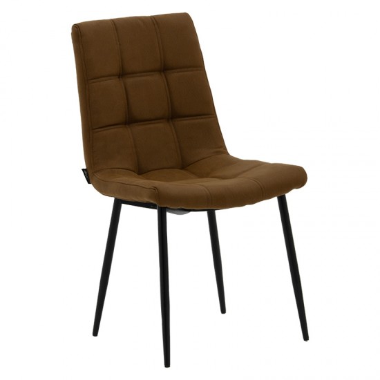 Καρέκλα Nola ύφασμα καφέ-μαύρο πόδι 48x58xH88cm