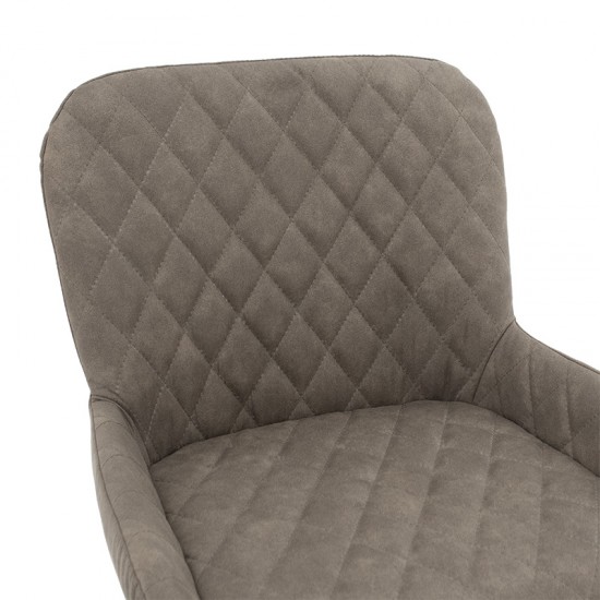 Σκαμπό bar Delicacy μεταλλικό μαύρο-ύφασμα ανοιχτό γκρι-καφέ antique 49x49xH98cm