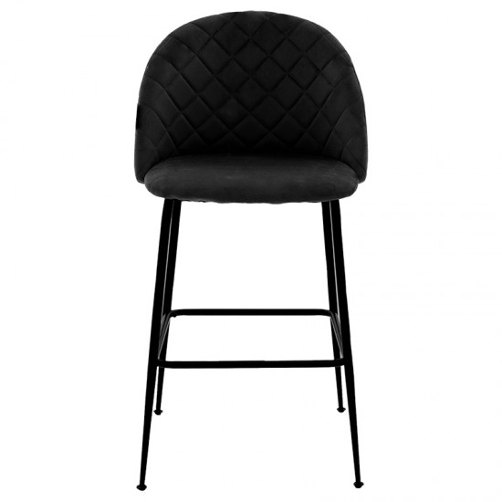 Σκαμπό bar Kudos μεταλλικό μαύρο-βελούδο μαύρο 49x47xH94cm