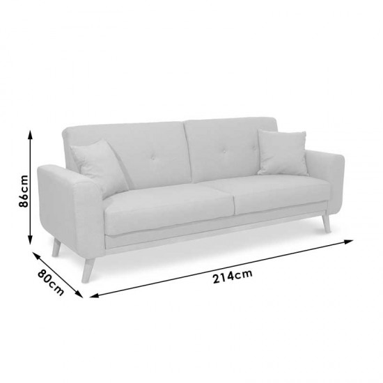 Καναπές-κρεβάτι 3θέσιος Carmelo  με μπεζ ύφασμα 214x80x86εκ