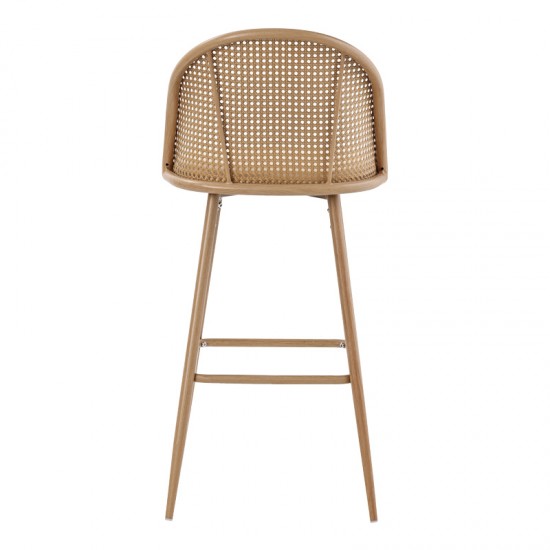 Σκαμπό μπαρ Kace φυσικό pe rattan-φυσικό ύφασμα-φυσικό μέταλλο 43x55x102εκ