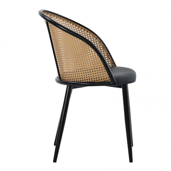 Καρέκλα Riccardo φυσικό pe rattan-ανθρακί pu-μαύρο μέταλλο 56x52x82εκ