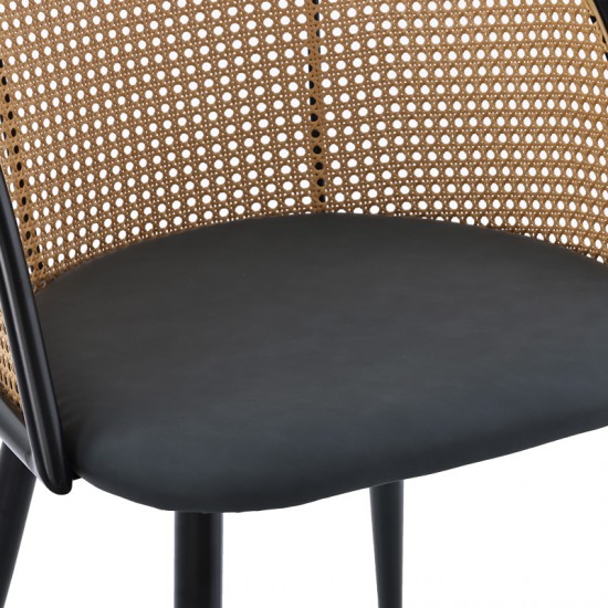 Καρέκλα Riccardo φυσικό pe rattan-ανθρακί pu-μαύρο μέταλλο 56x52x82εκ