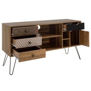 Έπιπλο τηλεόρασης Boho καρυδί με μεταλλικά πόδια 120x39x64εκ