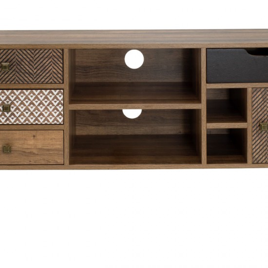 Έπιπλο τηλεόρασης Boho καρυδί με μεταλλικά πόδια 120x39x64εκ