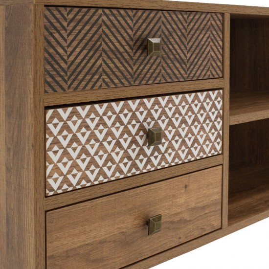 Έπιπλο τηλεόρασης Boho καρυδί με μεταλλικά πόδια 120x39x64εκ