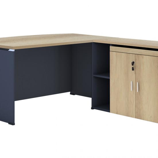 Γραφείο εργασίας επαγγελματικό Lotus αναστρέψιμο φυσικό-ανθρακί 180x160x75εκ