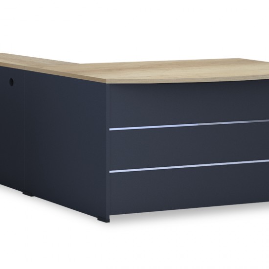 Γραφείο εργασίας επαγγελματικό Lotus αναστρέψιμο φυσικό-ανθρακί 180x160x75εκ