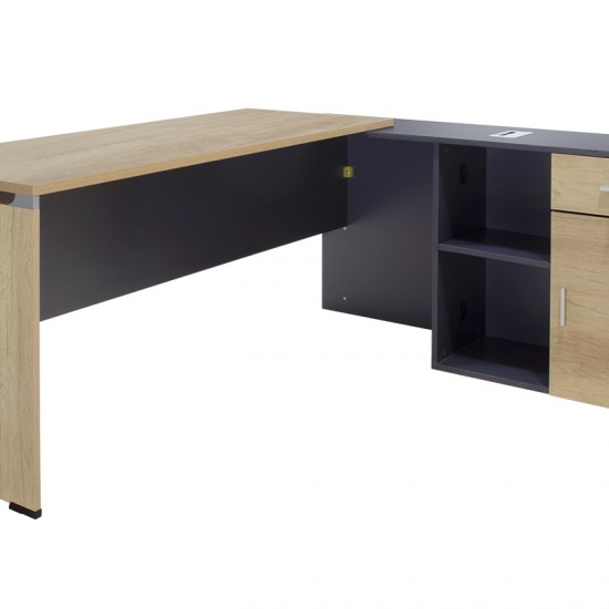 Γραφείο εργασίας επαγγελματικό Lotus αναστρέψιμο σε φυσικό-ανθρακί 180x160x75εκ