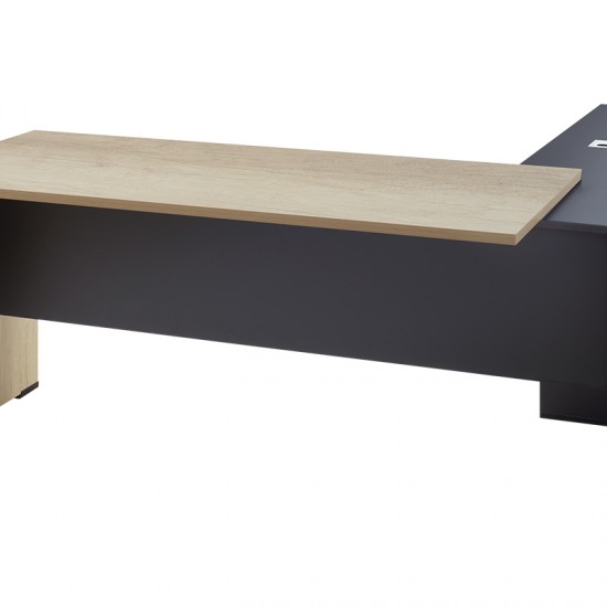 Γραφείο εργασίας επαγγελματικό Lotus αναστρέψιμο σε φυσικό-ανθρακί 180x160x75εκ