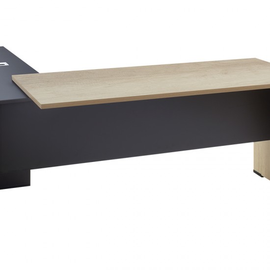 Γραφείο εργασίας επαγγελματικό Lotus αναστρέψιμο σε φυσικό-ανθρακί 180x160x75εκ