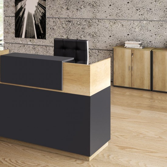 Γραφείο reception Lotus σε χρώμα φυσικό - ανθρακί 180x70x110εκ