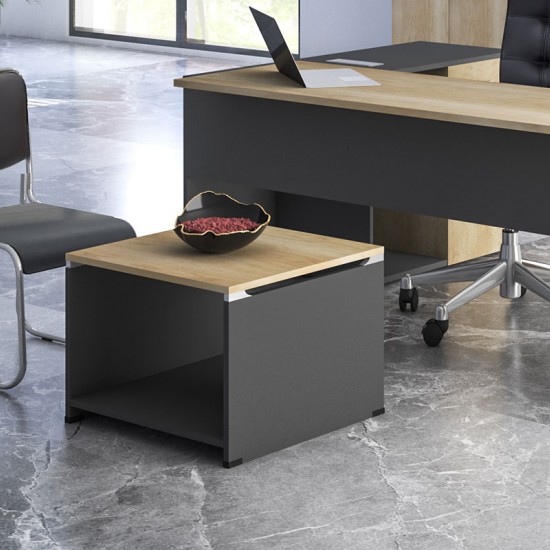 Τραπέζι γραφείου επισκέπτη Lotus χρώμα φυσικό - ανθρακί 60x60x45εκ