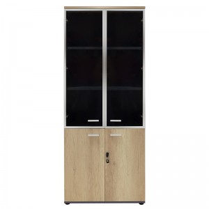 Ντουλάπα γραφείου με γυάλινες πόρτες Lotus χρώμα φυσικό - ανθρακί 80x40x200εκ