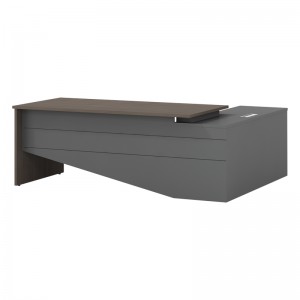 Γραφείο εργασίας επαγγελματικό αριστερή γωνία Denith  ανθρακί-καρυδί 220x180x75εκ