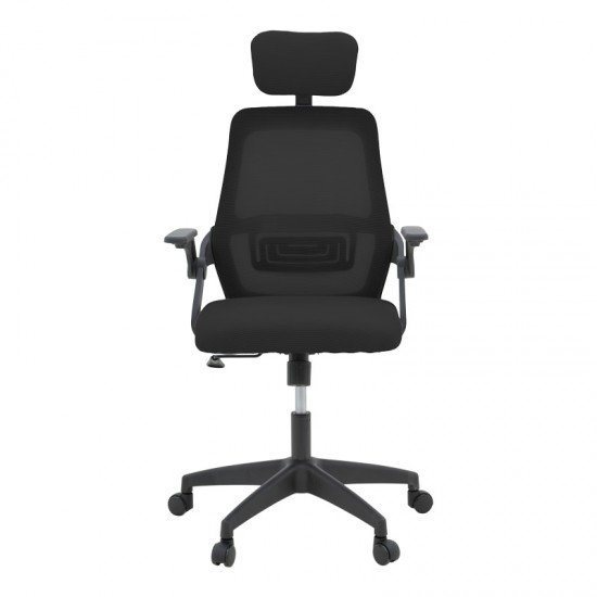 Καρέκλα γραφείου Peja mesh ύφασμα μαύρο 58x60x107-117εκ