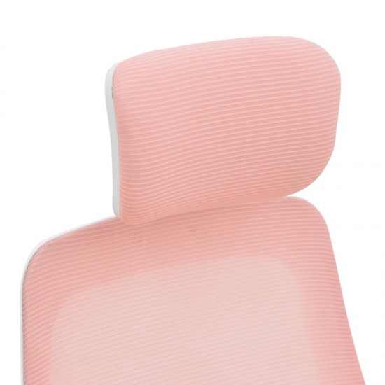 Καρέκλα γραφείου Peja  mesh ύφασμα ροζ-σκελετός λευκό 58x60x107-117εκ