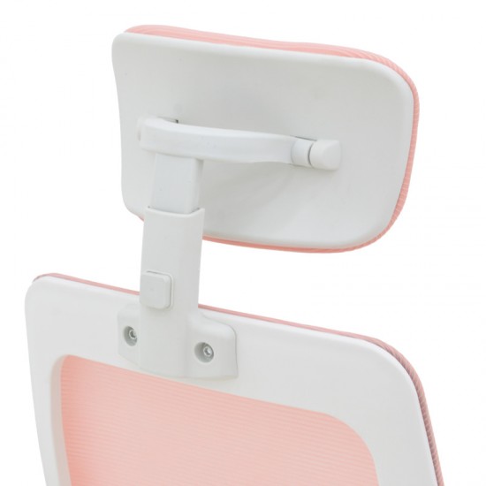 Καρέκλα γραφείου Peja  mesh ύφασμα ροζ-σκελετός λευκό 58x60x107-117εκ