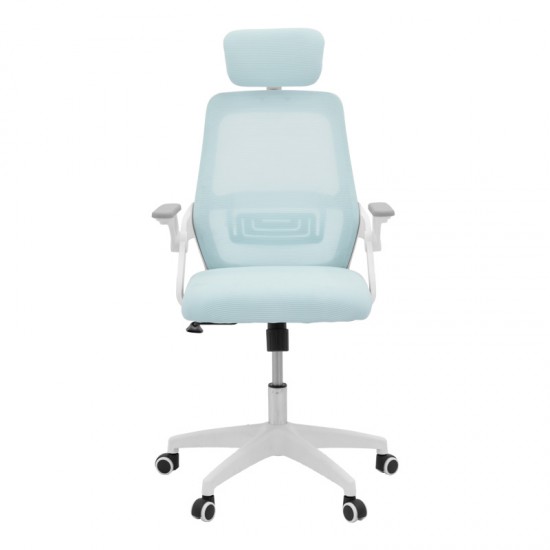 Καρέκλα γραφείου Peja mesh ύφασμα σιελ-σκελετός λευκό 58x60x107-117εκ