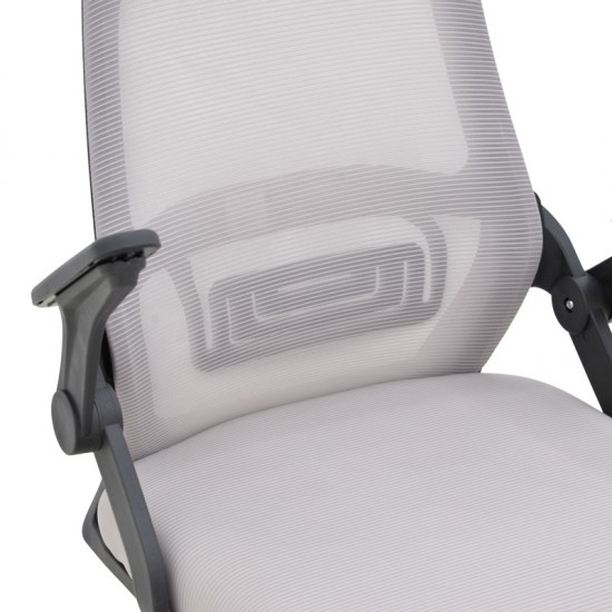 Καρέκλα γραφείου Reji mesh ύφασμα γκρι-μπεζ με μαύρο σκελετό 58x60x89-99εκ