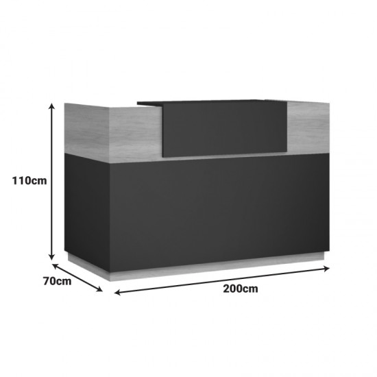 Γραφείο reception Lotus σε χρώμα φυσικό - ανθρακί 200x70x110εκ