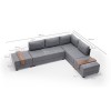 Πολυμορφικός καναπές-κρεβάτι αριστερή γωνία με ύφασμα ανθρακί 210x280x70εκ