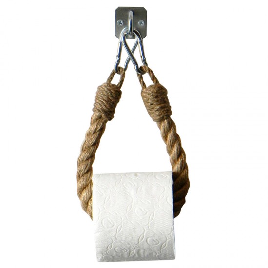 Κρεμάστρα - χαρτοθήκη τοίχου PWF-0226 μεταλλική με σχοινί 12x3x38εκ