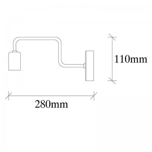 Φωτιστικό τοίχου - απλίκα PWL-0053 Ε27 χρώμα μαύρο 28x4x11εκ
