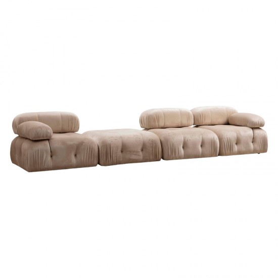 Πολυμορφικός καναπές Divine2 βελουτέ σε χρώμα σκούρο κρεμ 288/190x75εκ