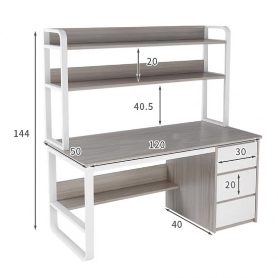 Γραφείο Soco με ραφιέρα-MDF γκρι-λευκό 120x50x144εκ Γραφείο Soco με ραφιέρα-MDF γκρι-λευκό 120x50x144εκ