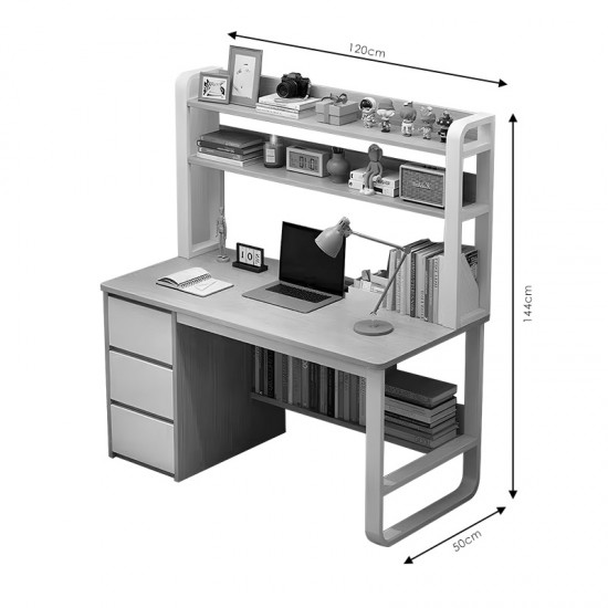 Γραφείο Soco με ραφιέρα-MDF φυσικό-λευκό 120x50x147εκ