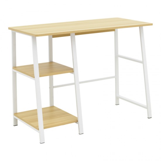 Γραφείο εργασίας Ferje με ράφια mdf σε ανοιχτό καρυδί με λευκή απόχρωση 100x48x75εκ