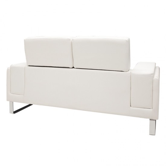 Καναπές Shea 2θέσιος pu λευκό-inox 158x80x87εκ
