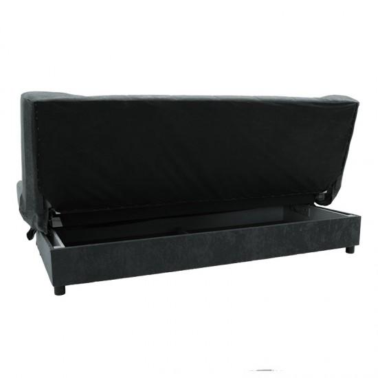 Kαναπές-κρεβάτι Tiko 3θέσιος με αποθηκευτικό χώρο ύφασμα ανθρακί 200x85x90εκ